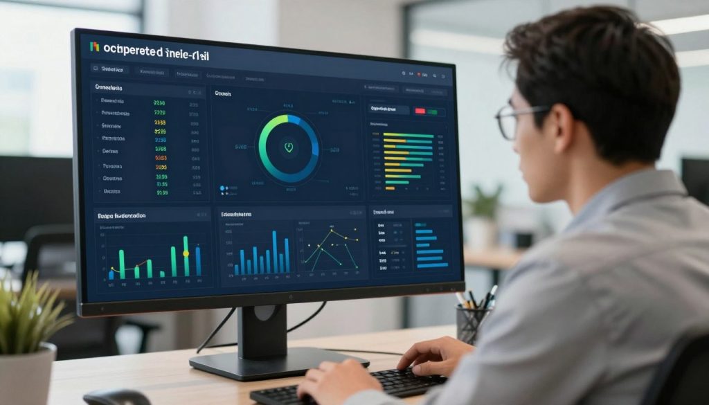 Business owner reviewing analytics dashboard showing venue performance metrics