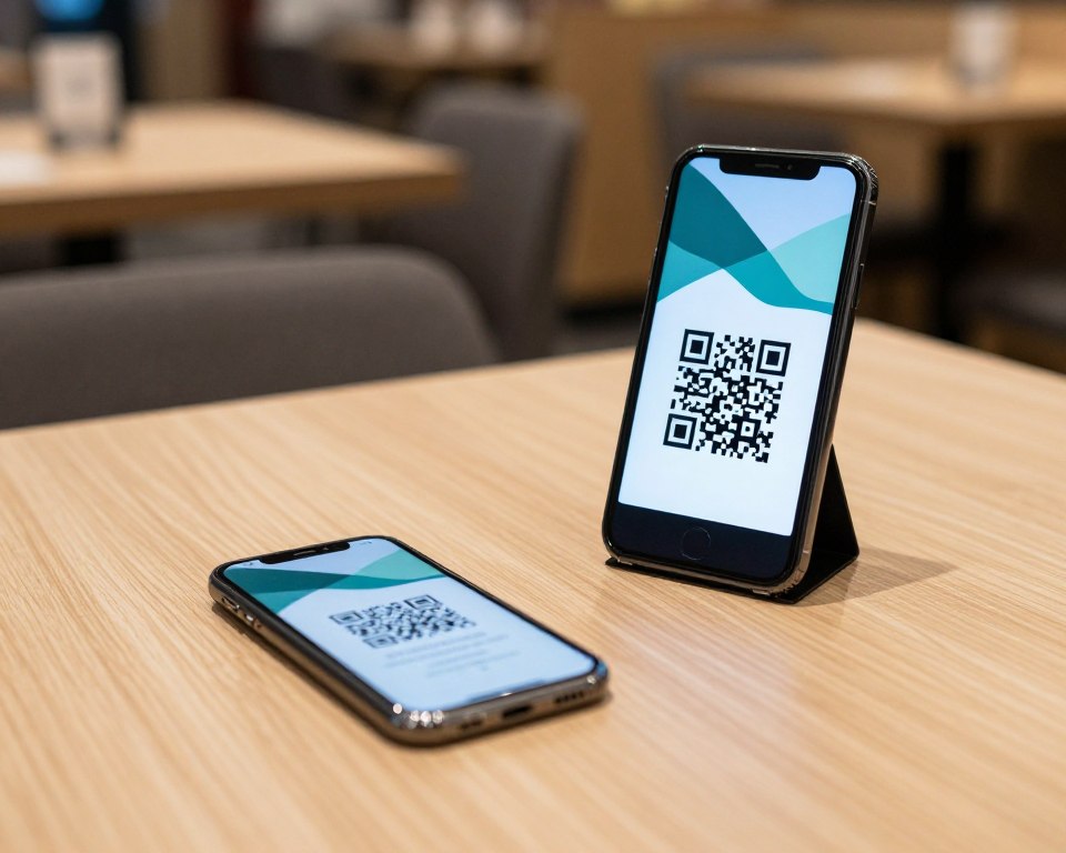 Customer using QR code table ordering in an Australian restaurant