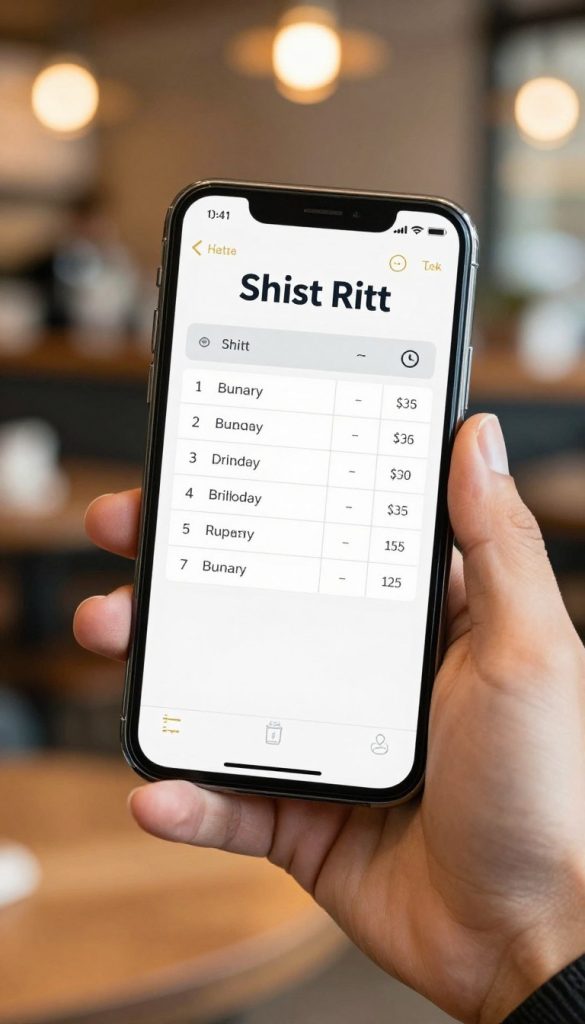 Mobile app showing a hospitality staff roster