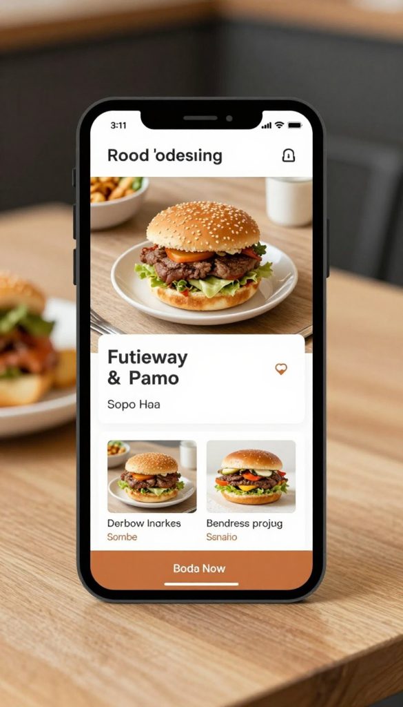 Mobile ordering website for takeaway food