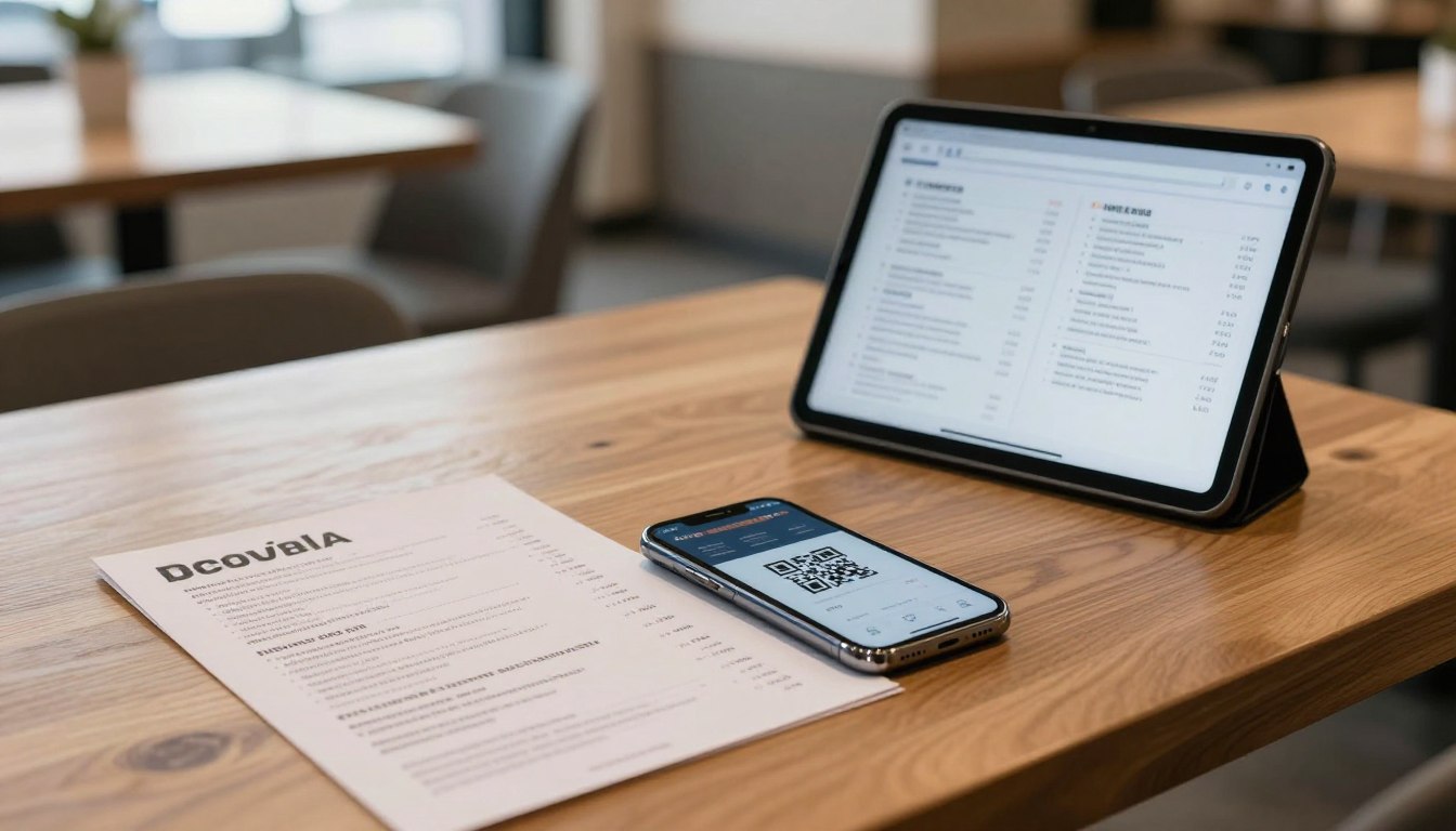 Order and pay at table Australia QR menu on a restaurant table