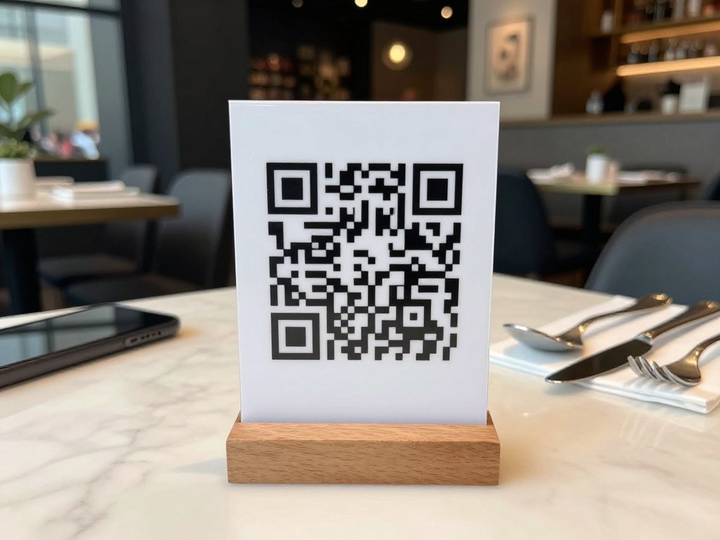 QR code ordering at a restaurant table
