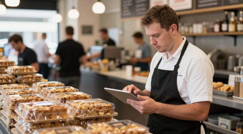 Restaurant manager checking orders