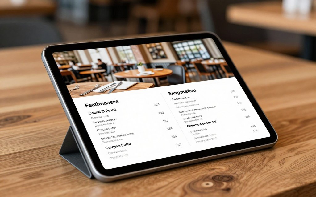 Restaurant online menu on a tablet