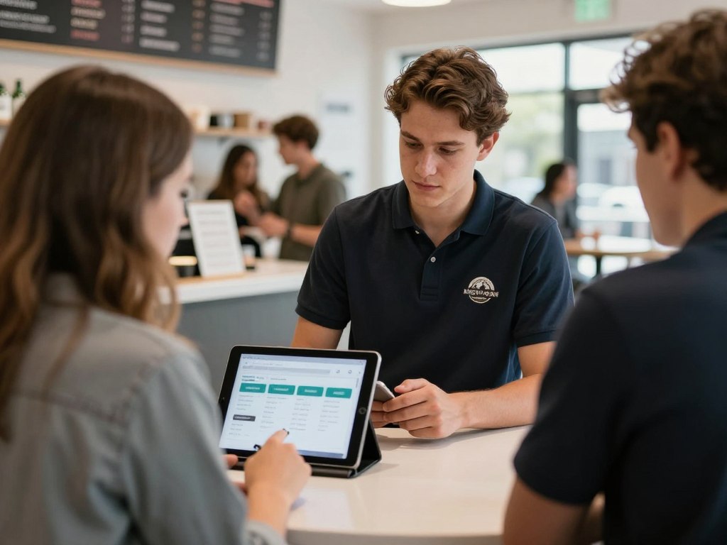 Restaurant operator reviewing guest CRM data and loyalty activity
