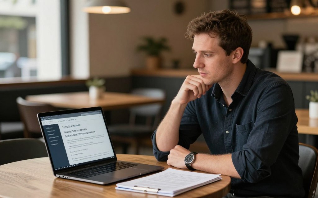 Restaurant owner reviewing loyalty program questions with a technology adviser