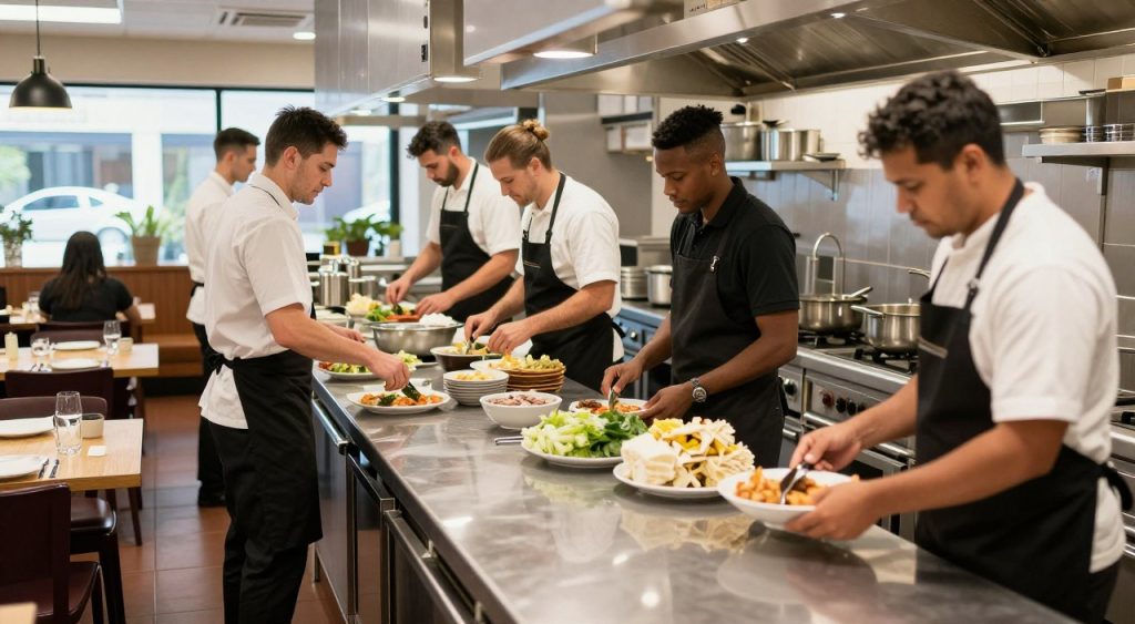 Restaurant staff scheduling across service periods
