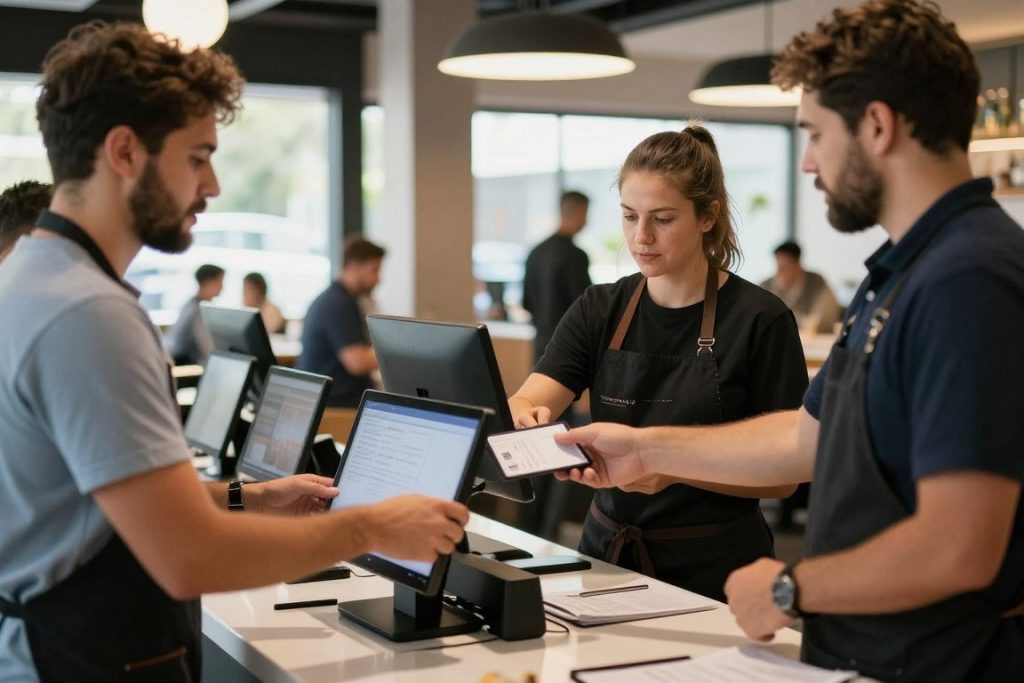 Staff receiving digital restaurant orders